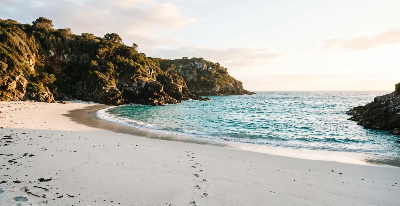 Crique sauvage et déserte aux eaux turquoise, dernier littoral préservé avant l'arrivée du tourisme de masse
