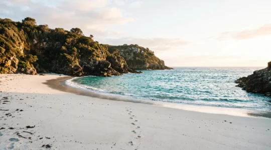 Crique sauvage et déserte aux eaux turquoise, dernier littoral préservé avant l'arrivée du tourisme de masse