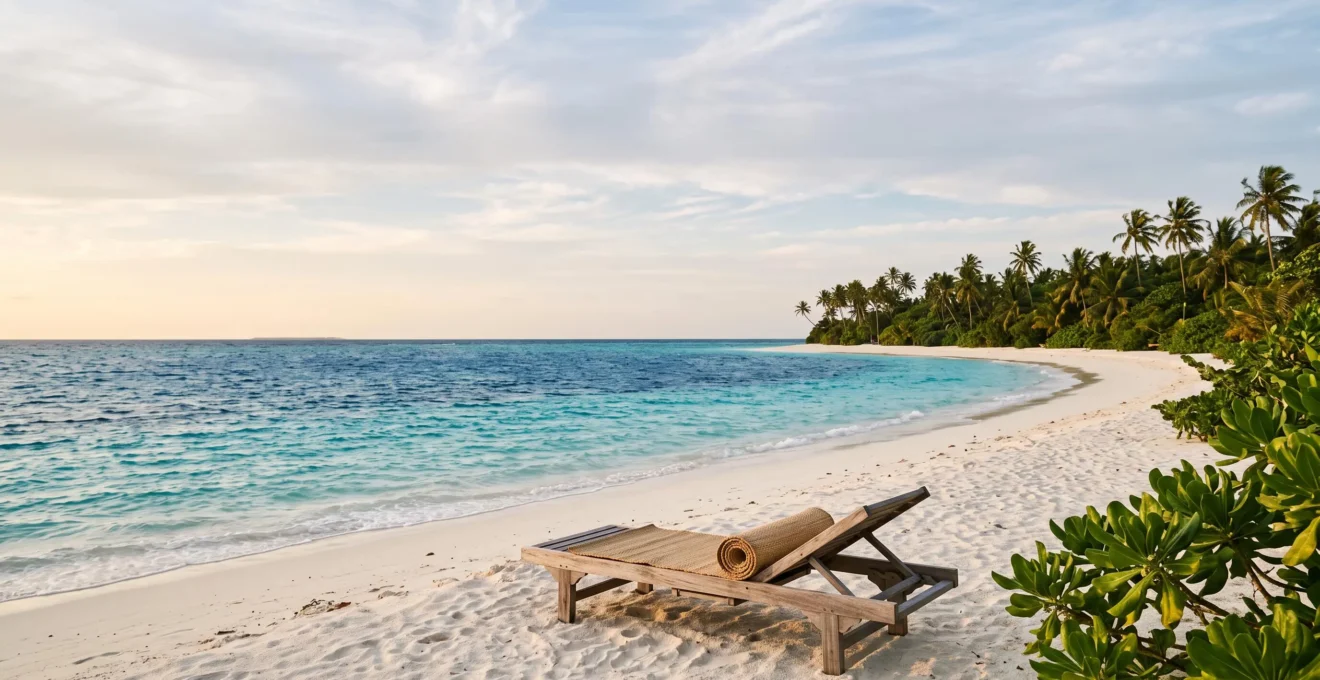 Vue panoramique du lagon turquoise de Grace Bay bordé de sable blanc et de palmiers, symbole d'un voyage paradisiaque accessible