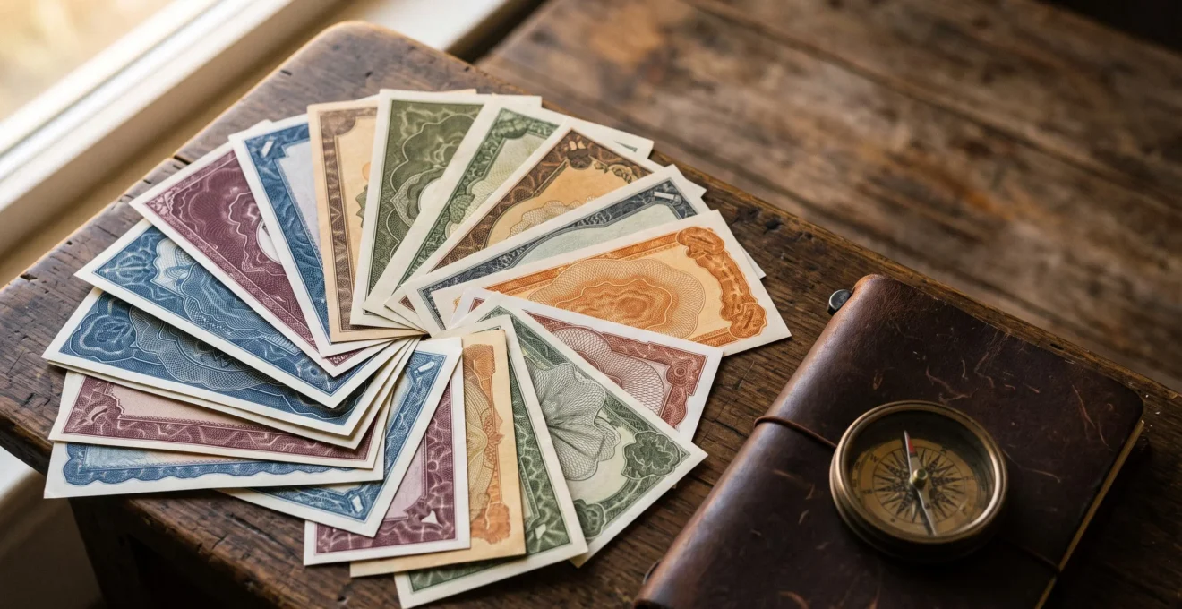 Assortiment artistique de billets de banque colorés de différents pays, symbole de l'identité des nations